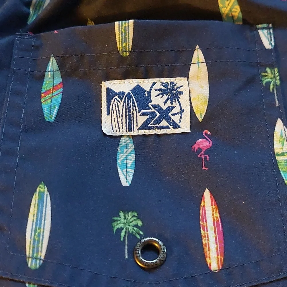 Zeroxposur Boys Size Large 14/16 Swim Trunks Shorts Navy Blue Surf Boards